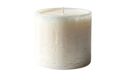 White textured pillar candle with cracked surface white candle