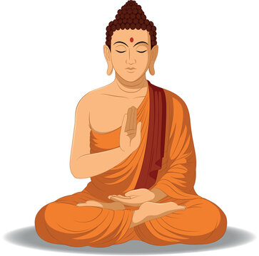 Gautam Buddha Sitting Vector &ndash; Lord Buddha Meditation Pose Illustration