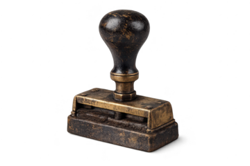 Antique Bronze Stamp with Black Handle on transparent background image