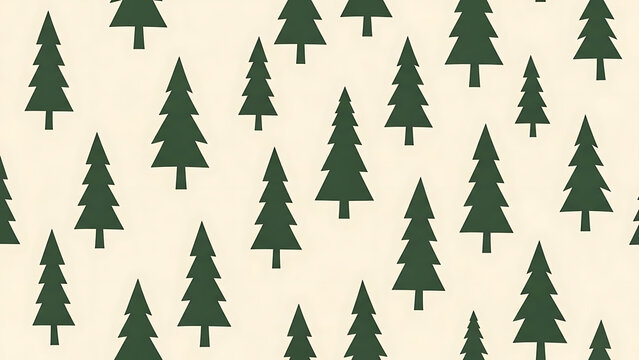 Minimal pine tree seamless pattern winter forest geometric christmas background scandinavian style textile design