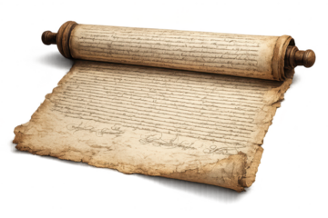 Ancient scroll, manuscript with transparent background, old document art.