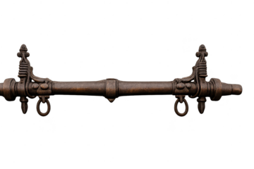 Antique metal hitching post, ornament on transparent background shot