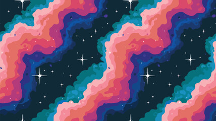 Vibrant cosmic clouds with stars in a colorful space background, abstract galaxy with swirling pink, blue, and purple hues