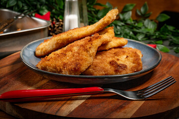Fried cod fillet.