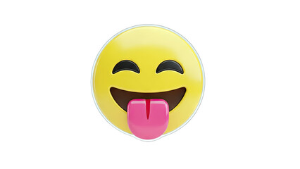 Fototapeta premium Emoji Sticking Tongue Out on White Background