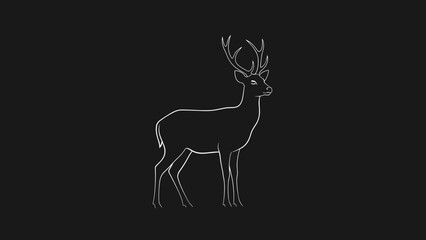 Deer with Antlers Minimalist Line Art.