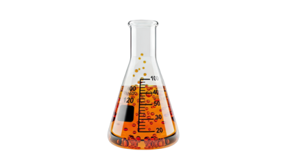 Erlenmeyer Flask with Orange Liquid in Laboratory