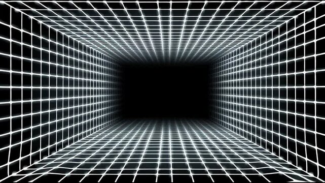 Exploring a Digital Space With Grid Patterns and Depth Perception in a Four-Frame Presentation