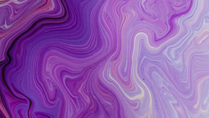 Vibrant abstract purple and lavender fluid art texture with swirling marbled patterns and organic flow lines, perfect for background or artistic design