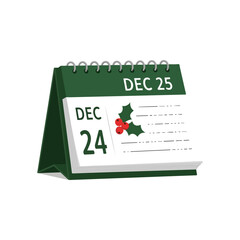 Christmas Eve and Christmas Day Calendar Displaying Holiday Dates.