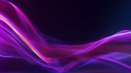 Fototapeta premium Abstract flowing purple and pink waves on a dark background.
