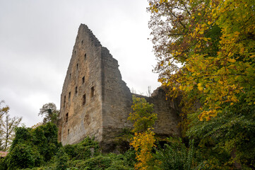 Facade of an old castle ruins