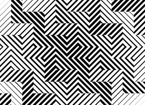 Modern vector striped zigzag. Pattern of black broken lines on a white background. Vector background for covers, advertising, textiles. Wall art. Abstract labyrinths