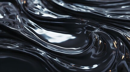 Abstract Liquid Metal Surface with Wavy Reflective Texture.