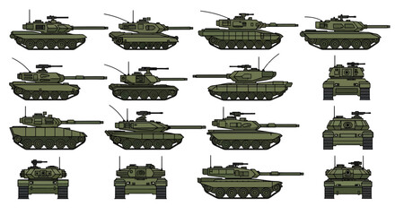 Military Tank Game Sprite Sheet with Multiple Views and Angles © Tharusha