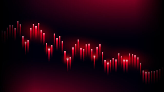 Red Falling Candlestick Chart on Dark Background, Symbolizing Economic Crisis or Market Crash. Finance, Recession, and Trading Concepts. Vector Illustration.