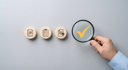 Business Inspection and Document Verification Concept with Magnifying Glass