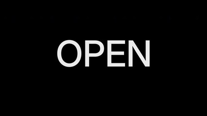 Animated “Open” text revealing or introducing content. Clean and modern motion graphic perfect for intros, transitions, reveals, presentations, apps, websites, and video overlays. - Powered by Adobe