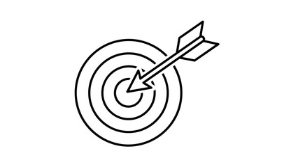Minimalist target with an arrow hitting the bullseye representing precision and goal achievement