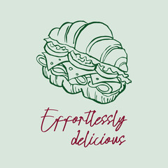 croissant sandwich vector illustration