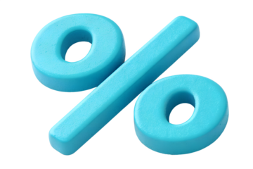 Bright cyan 3d percentage symbol for finance and discount concepts