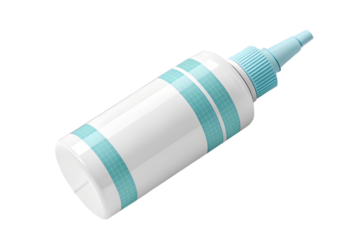 Blank white squeeze bottle mockup with light blue grid bands and applicator tip on black