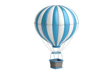 Obraz premium Charming blue and white striped hot air balloon for travel concepts