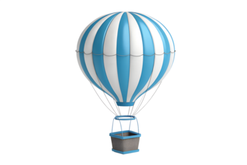 Charming blue and white striped hot air balloon for travel concepts