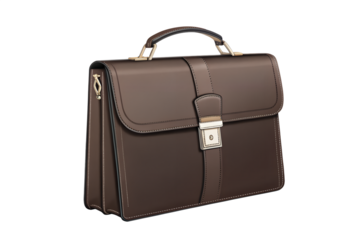 Classic brown leather briefcase with gold hardware for professional use