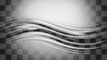 Abstract gray and white flowing wavy background texture, smooth silver metallic silk cloth effect, dynamic motion graphic design element