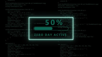 Zero Day Active Cyber Threat Progress Bar at 30 Percent on Dark Code Background cybersecurity