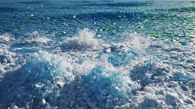 Abstract ocean wave with geometric shapes and crystal clear water.