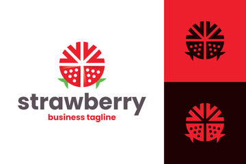 sun strawberry logo vector