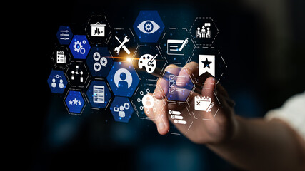 Personalization icons showing customization, user profile and experience design for personal service, customer journey and adaptive digital interaction. Entice