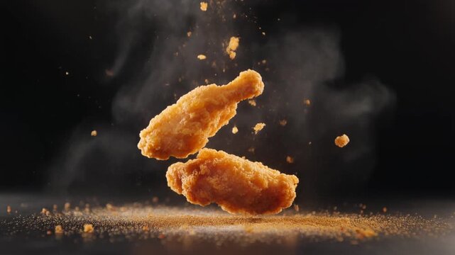 Crispy Fried Chicken Crunch Impact in Slow Motion