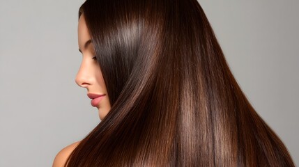Fototapeta premium Beautiful Woman With Long Shiny Brown Hair.