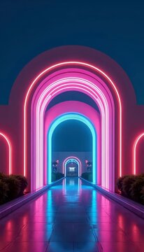 Sebuah lorong panjang dengan lampu neon di tengahnya.