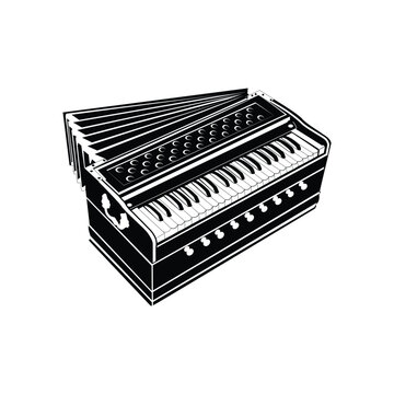 Harmonium musical instrument black silhouette illustration on white background