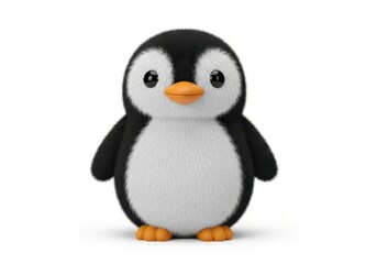 Cute, fluffy, three dimensional rendering of a baby bird standing against a white background