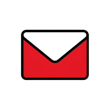 Envelope icon with white upper half and red lower half, Poland. Minimalist UI icon.