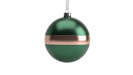 Green Christmas Ornament with Rose Gold Band metallic