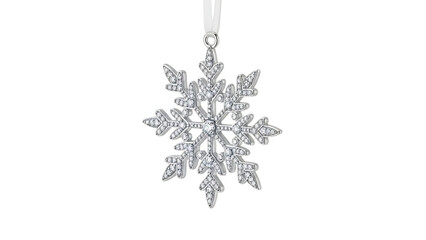 Silver Snowflake Ornament with Diamonds on Black Christmas