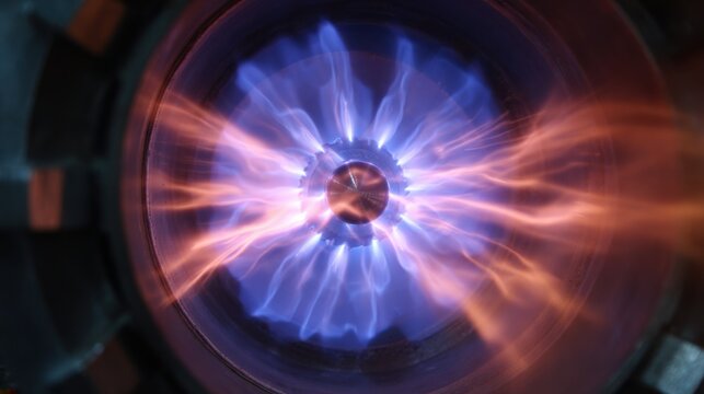Medium shot focusing on hybrid plasma electrolytic oxidation method combining high voltage and frequency for superior protective coating results.