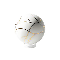 White Sphere with Gold Vein Pattern on Clear Base veins
