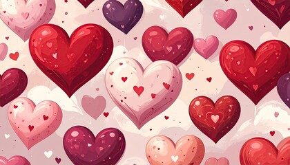 Vibrant Seamless Pattern of Romantic Hearts for Love Themes.