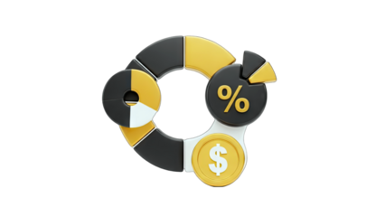 Financial Pie Chart with Dollar Sign and Percentage Icon