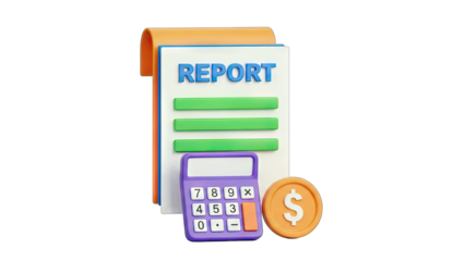 Financial Report with Calculator and Dollar Sign