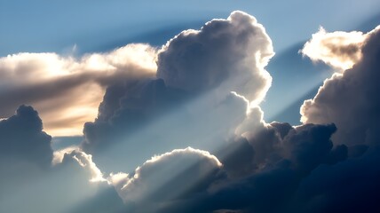middle sun rays with clouds