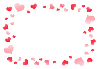 Red heart frame border with scattered hearts, PNG transparent overlay for greeting cards, invitations, romantic backgrounds