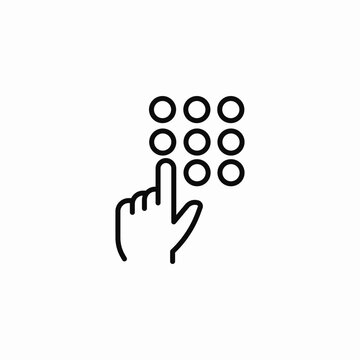 hand entering pin code icon sign vector